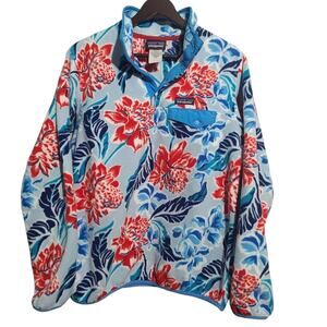 Patagonia Lightweight Synchilla Snap-T Pullover Blue Floral Size Medium